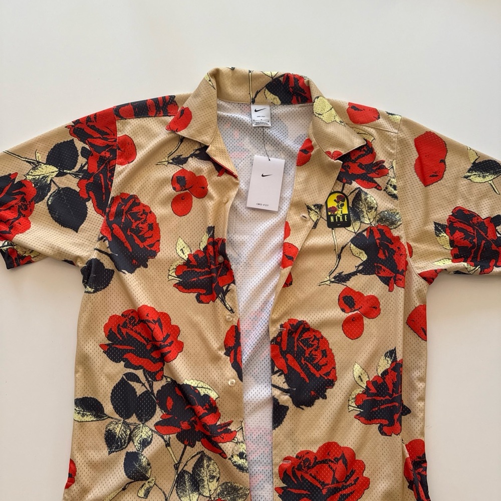 Nike Red and Black Floral Shirt